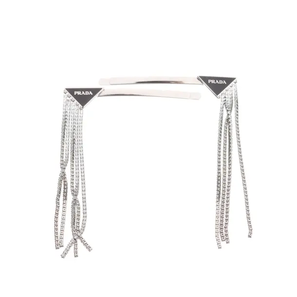 Hair Clips, in Silver, Metal (metallic, metallised), Prada