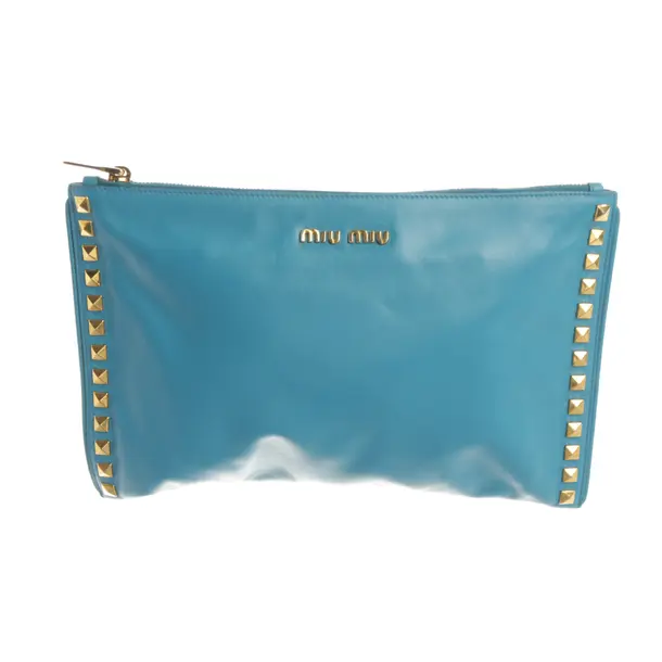 Clutch, in Blau, Leder, Miu Miu