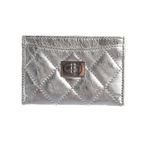 Kartenetui, in Silber, Leder, Chanel
