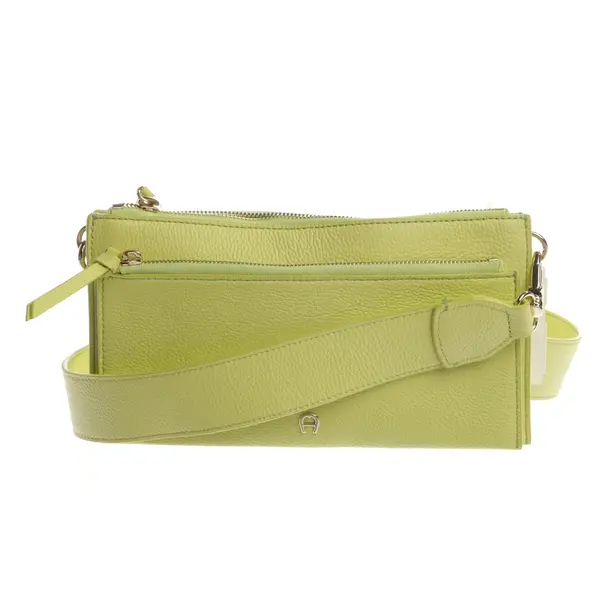 Schultertasche, in Grün, Leder, Aigner