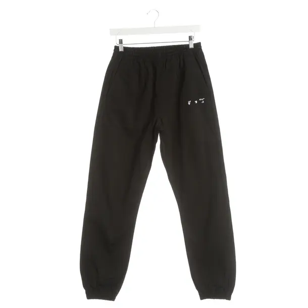 Pants, in Black, Cotton, Off-White