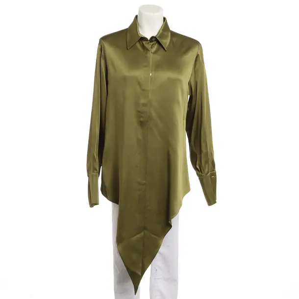 Blouse, in Olive Green, Silk, Galvan London