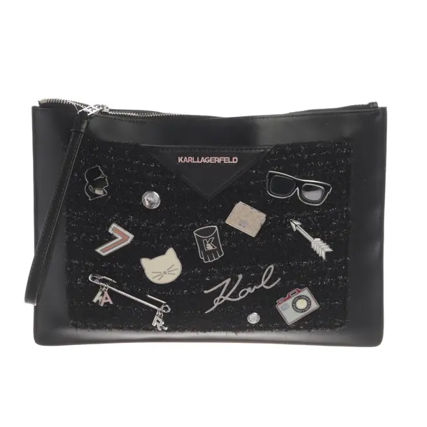 Clutch, in Schwarz, Leder, Karl Lagerfeld