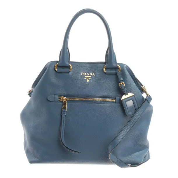 Handbag, in Blue, Leather, Prada