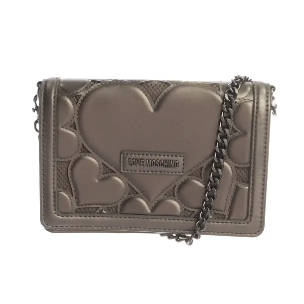 Umhängetasche, in Grau, Leder, Love Moschino