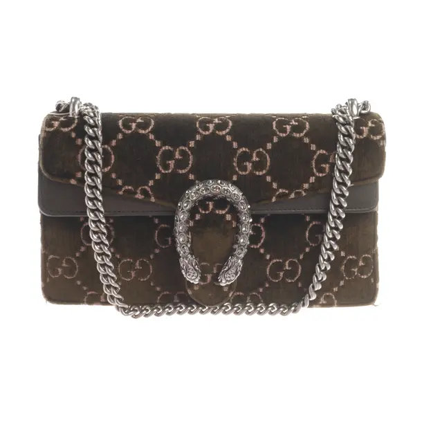 Schultertasche, in Dunkelgrün, Samt, Gucci