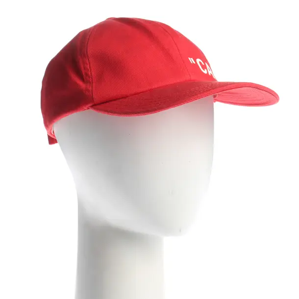 Cap, in Red, Cotton, Off-White