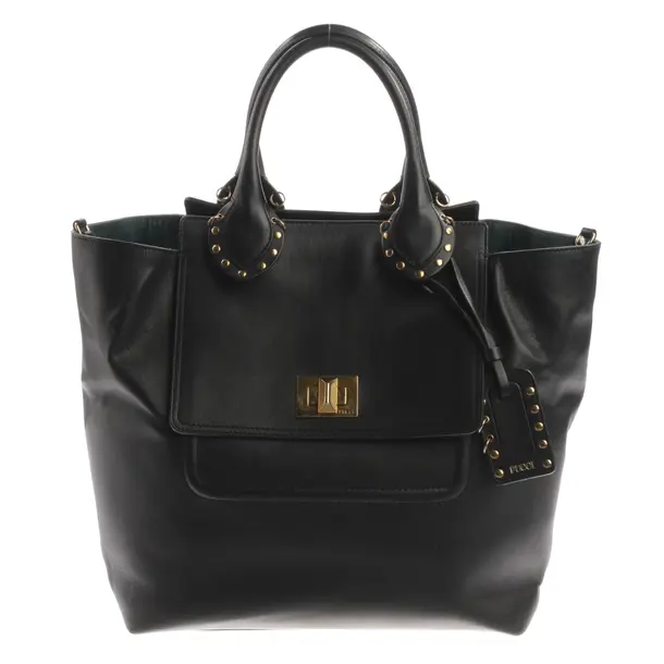 Shopper Bag, in Black, Leather, Emilio Pucci
