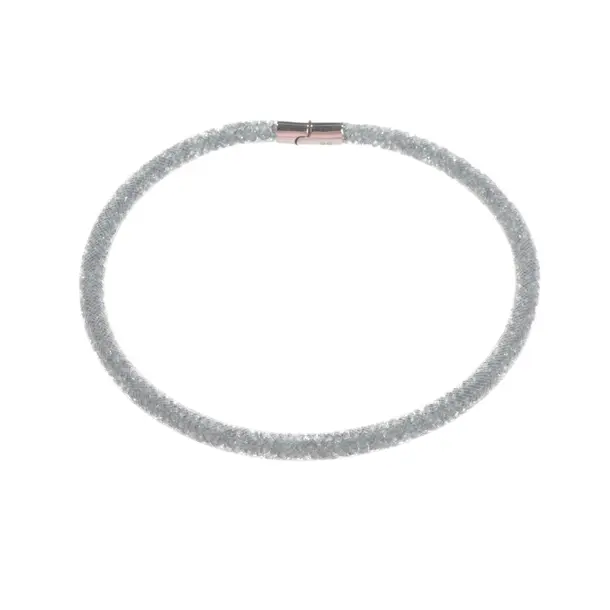 Necklace, in Gray, Other Fibers, Swarovski