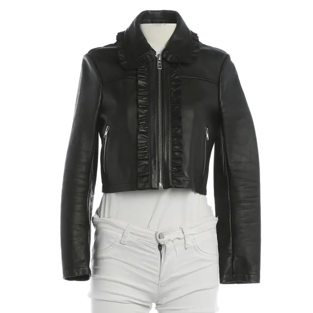 Lammfelljacke, in Schwarz, Leder, Maje