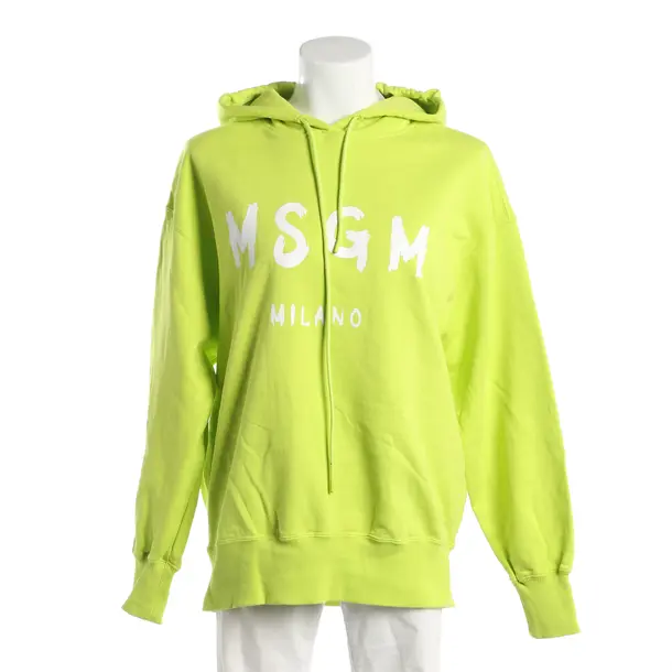 Hoodie, in Neon Grün, Baumwolle, MSGM