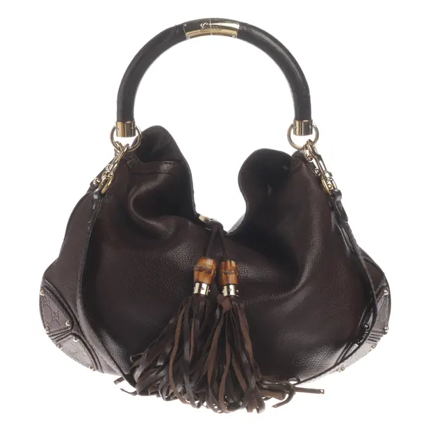 Schultertasche, in Dunkelbraun, Leder, Gucci