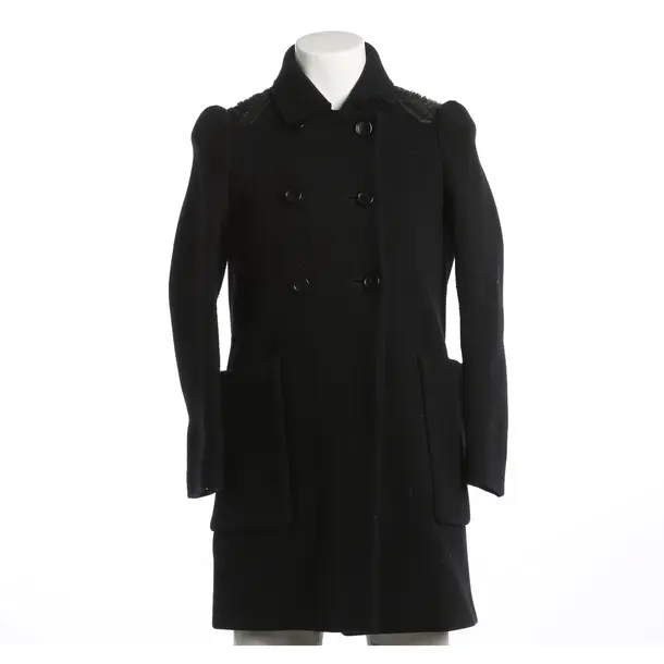 Winter Jacket, in Navy, Wool, Maje