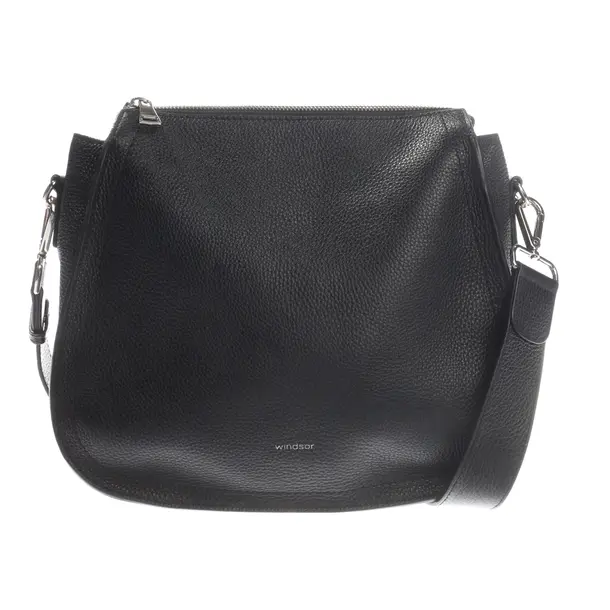 Schultertasche, in Schwarz, Leder, Windsor