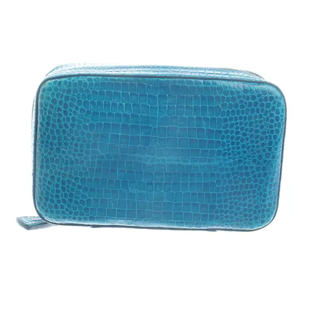 Cosmetic Bag, in Blue, Leather, Smythson
