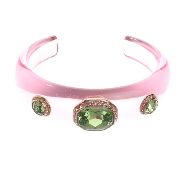 Bangle, in Light Pink, Other Fibers, Swarovski