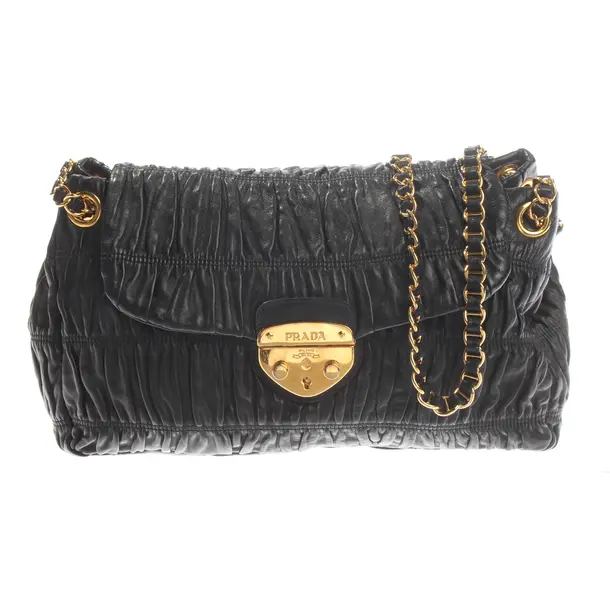 Shoulder Bag, in Black, Leather, Prada