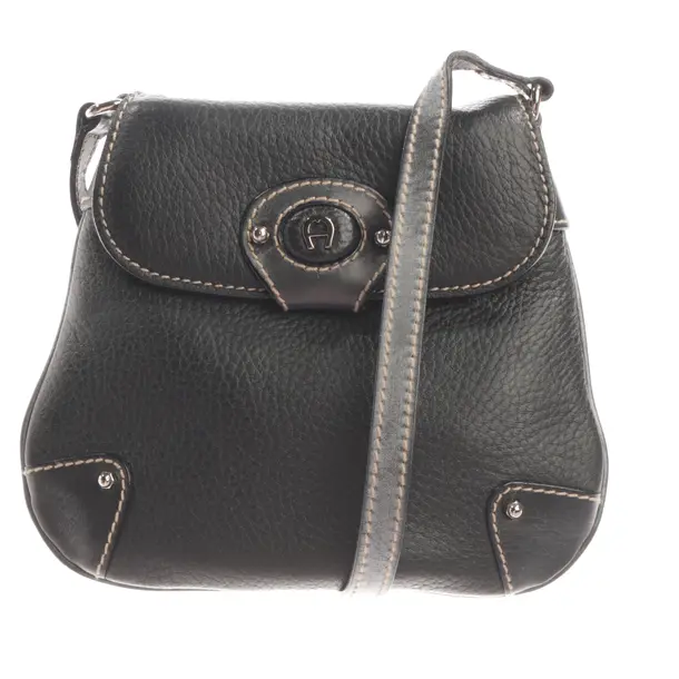 Schultertasche, in Schwarz, Leder, Aigner