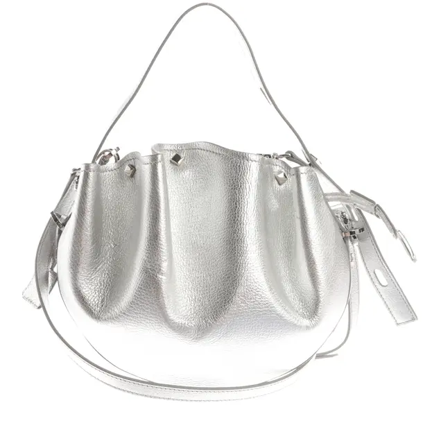 Handtasche, in Silber, Leder, MCM