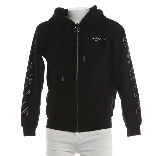 Zip-Up Hoodie, in Black, Baumwolle, Off-White
