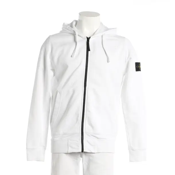 Felpa con cerniera, in Bianco, Cotone, Isola di pietra