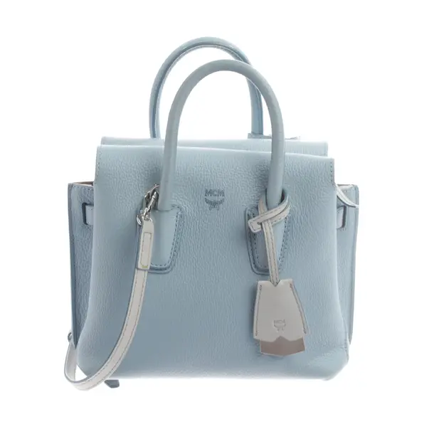 Handtasche, in Hellblau, Leder, MCM