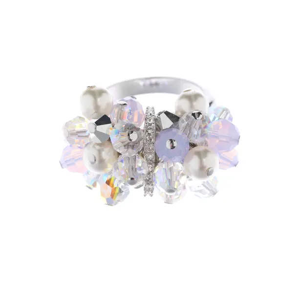 Ring, in Silver, Metal (metallic, metallized), Swarovski