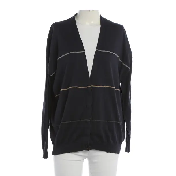Cardigan, in Blue, Cotton, Brunello Cucinelli