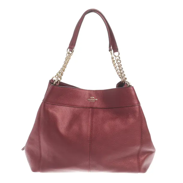 Schultertasche, in Rot, Leder, Coach