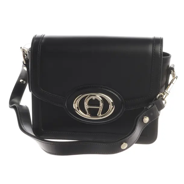 Shoulder Bag, in Black, Leather, Aigner