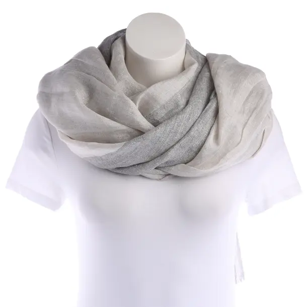 Scarf, in Light Gray, Linen, Brunello Cucinelli