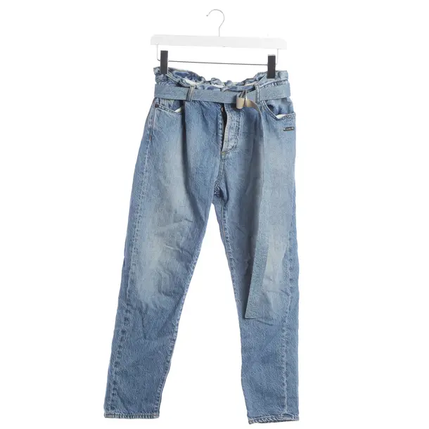Jeans straight fit, in Blu, Cotone, Bianco sporco