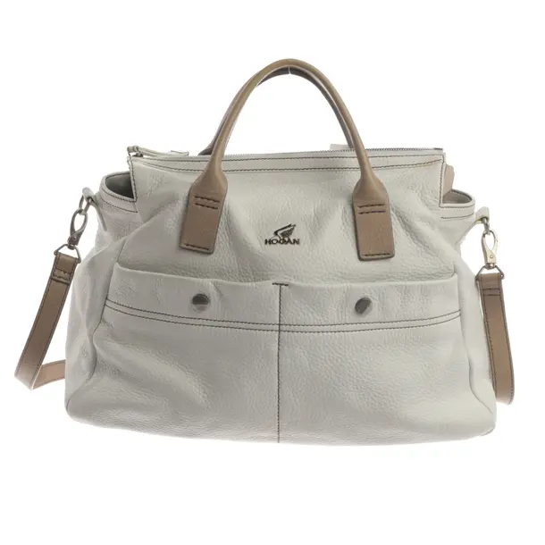 Handtasche, in Weiß, Leder, Hogan