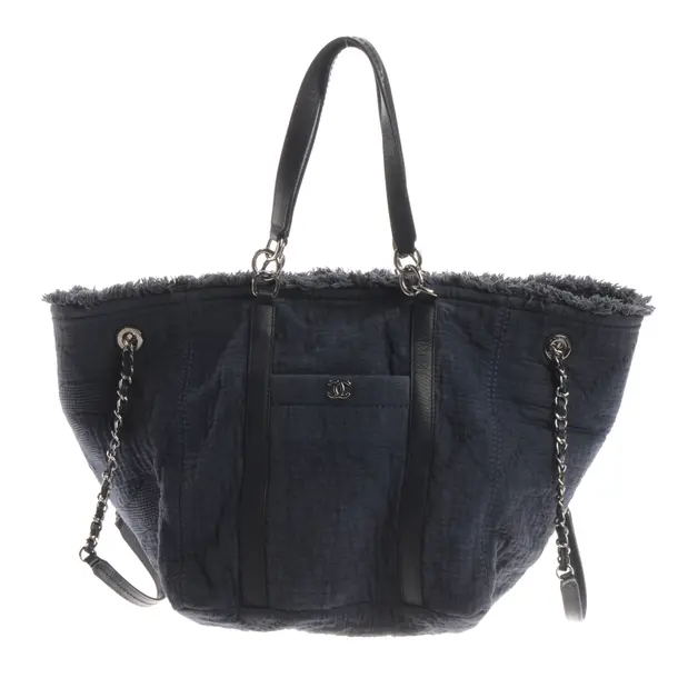 Shopper Bag, in Blue, Cotton, Chanel