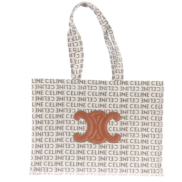 Shopper Bag, in White, Cotton, Céline