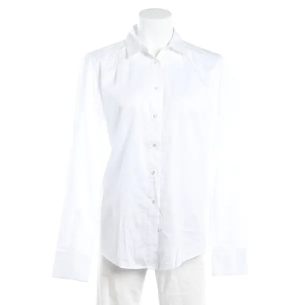 Blouse, in White, Cotton, Closed