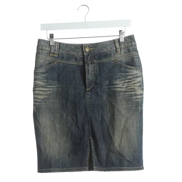 Skirt, in Blue, Cotton, Closed