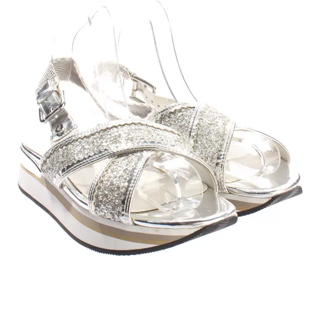 Sandali con plateau, in argento, Emporio Armani