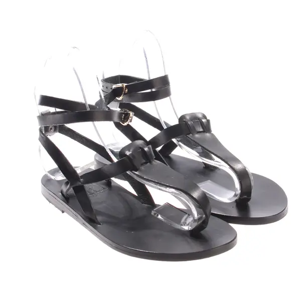 Riemchensandalen, in Schwarz, Ancient Greek Sandals