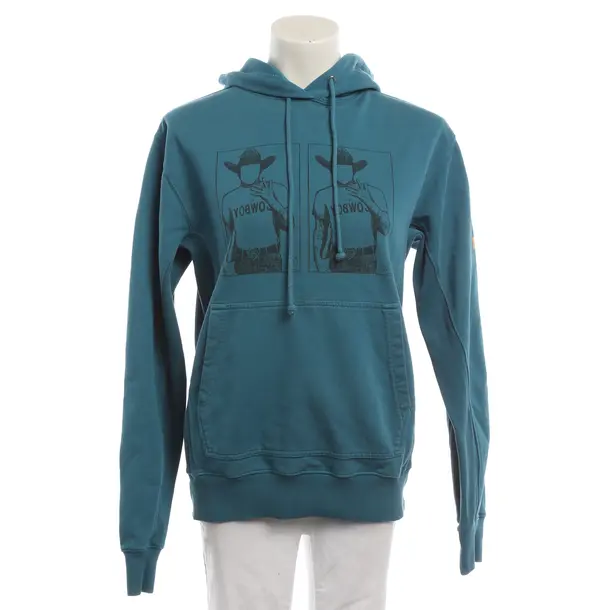 Hoodie, in Türkis, Baumwolle, Helmut Lang