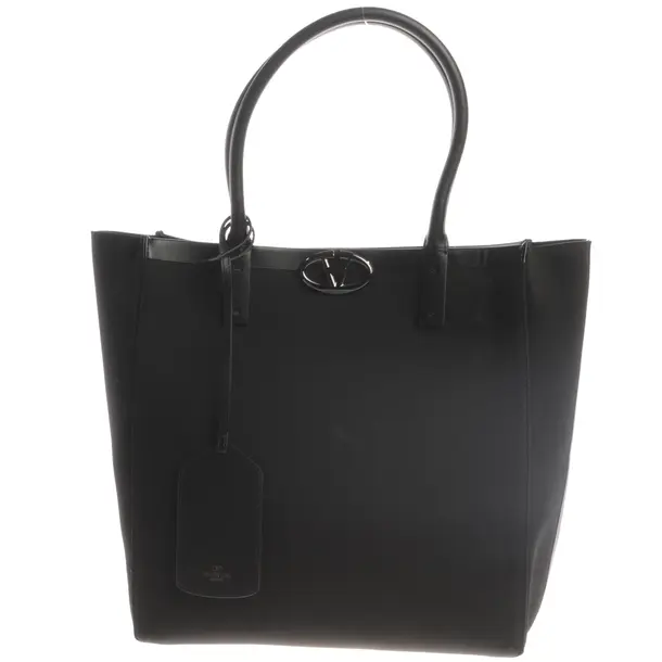 Shopper Bag, in Black, Cotton, Valentino