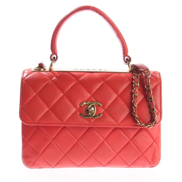 Handbag, in Red, Leather, Chanel