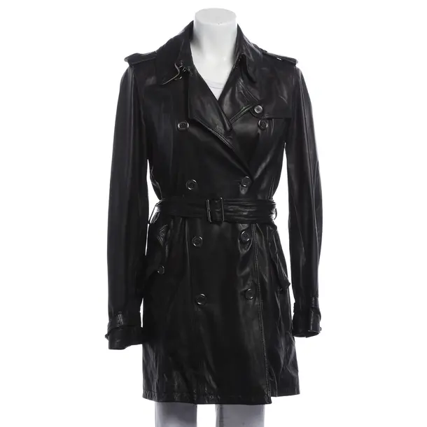Leather Coat, in Black, Leather, Burberry Brit