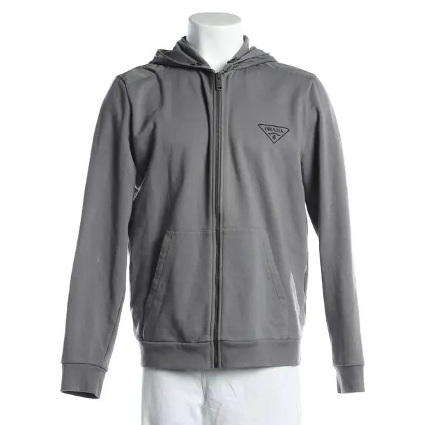 Zip-Up Hoodie, in Gray, Cotton, Prada