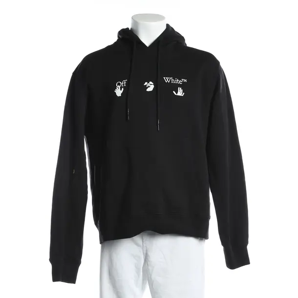 Felpa con cappuccio, in Nero, Cotone, Bianco sporco