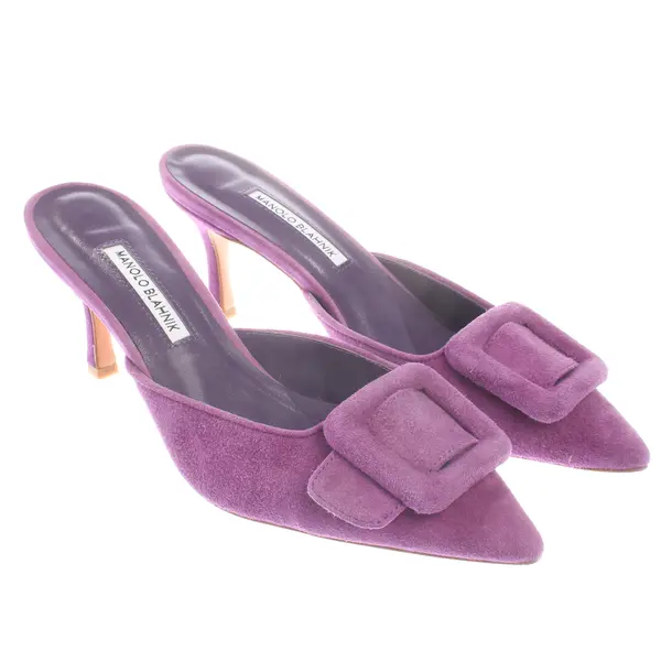 Heeled Mules, in Purple, Manolo Blahnik