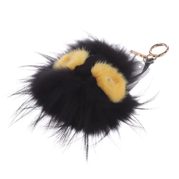 Keyring, in Black, Fur, Fendi