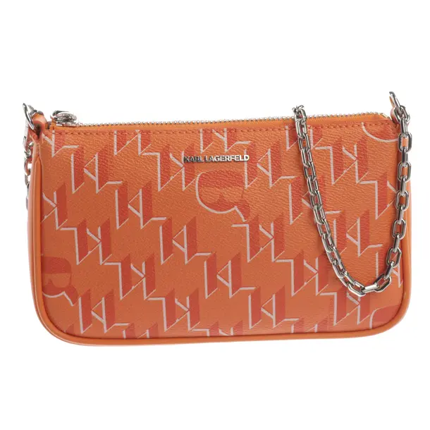 Schultertasche, in Orange, Leder, Karl Lagerfeld