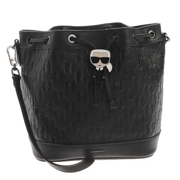 Shoulder Bag, in Black, Leather, Karl Lagerfeld