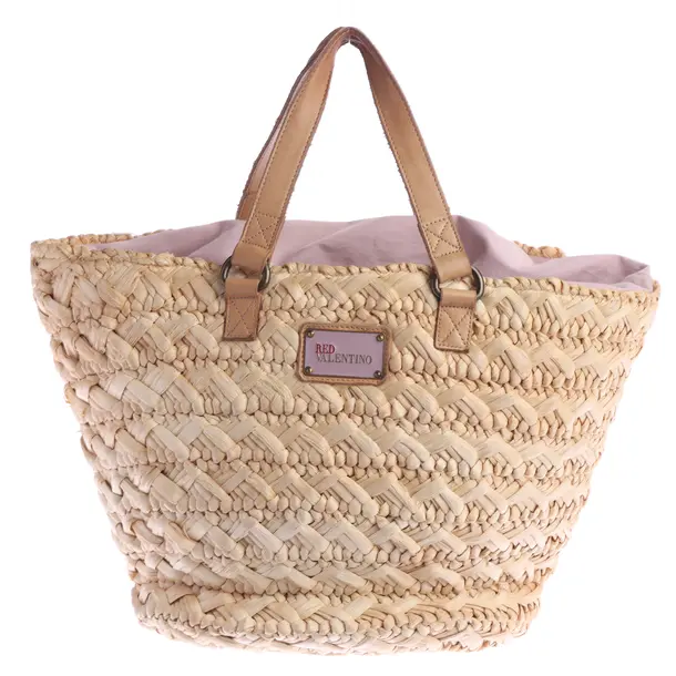 Shopper Bag, in Beige, Straw, Red Valentino
